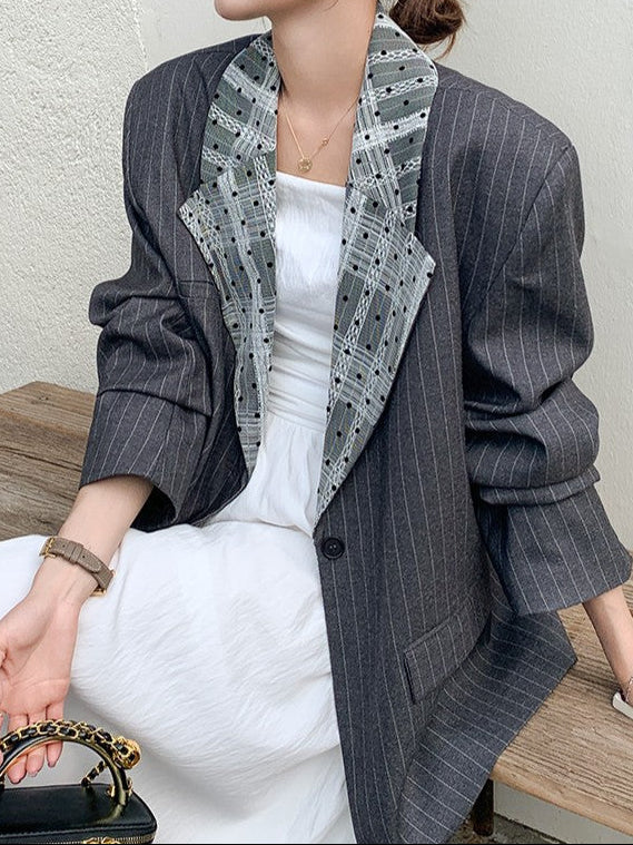 グレー Mサイズ ジャケット ストライプ付き 0929120615_6153d8273e14e.jpeg