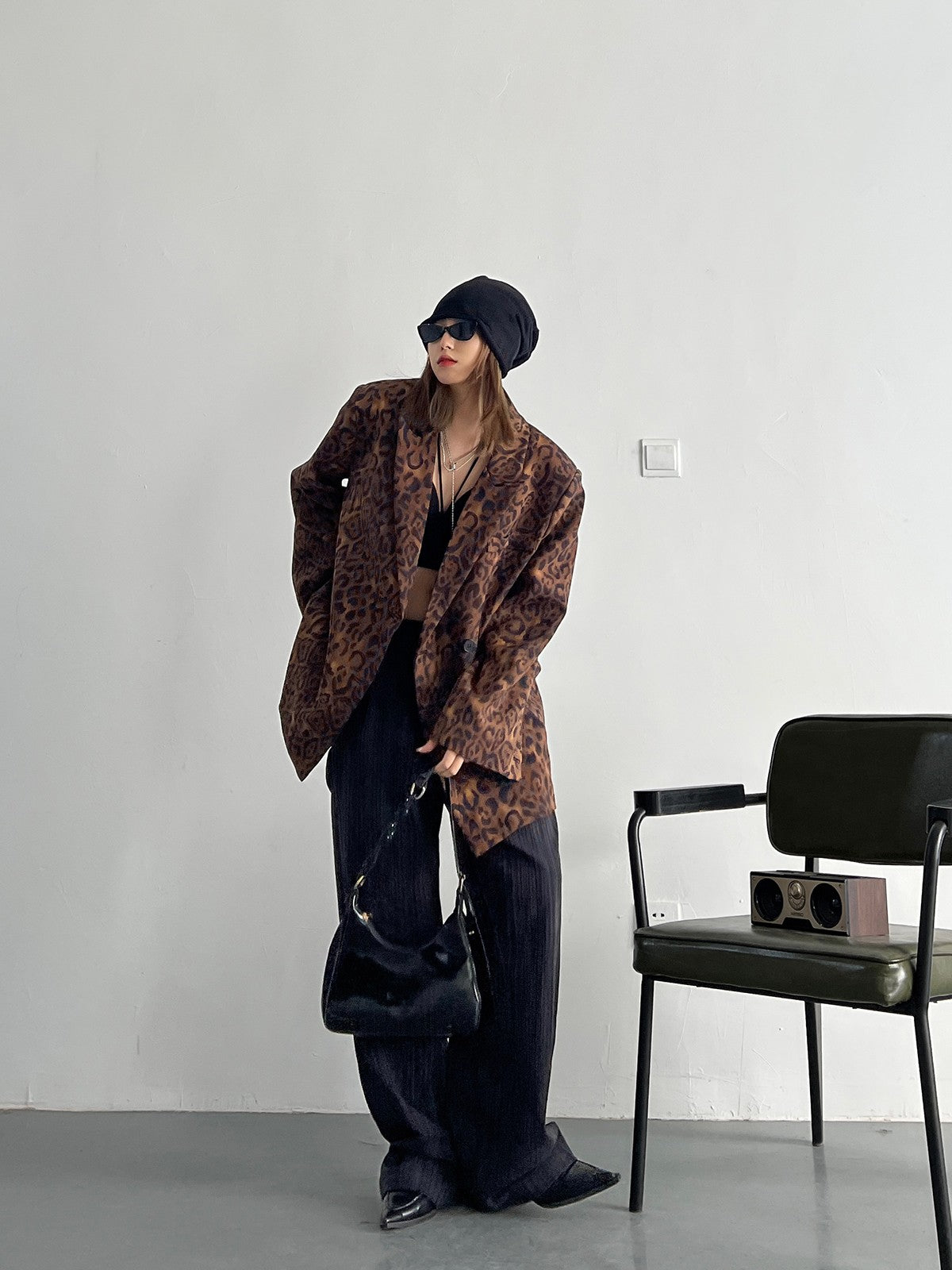 エスカーダ　ジャケット　レオパード　シングル　ショールカラー　新品　タグ付き エスカーダ ジャケット レオパード シングル ショールカラー