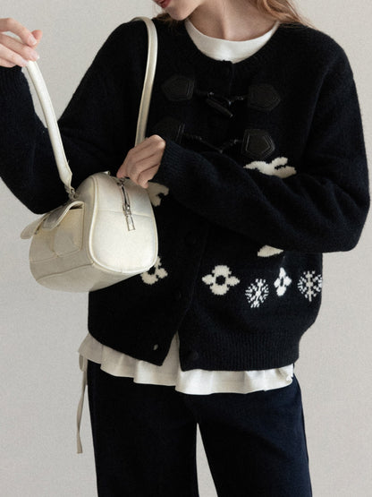 ウサギ刺繍トグルボタン ニットカーデ TK0345