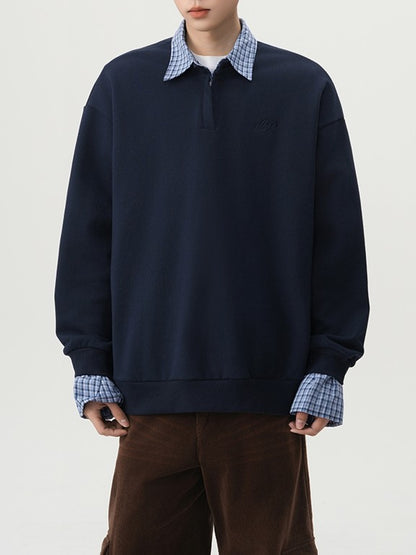 フェイクレイヤード シャツ襟コットンポロ TK0352