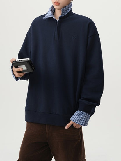 フェイクレイヤード シャツ襟コットンポロ TK0352