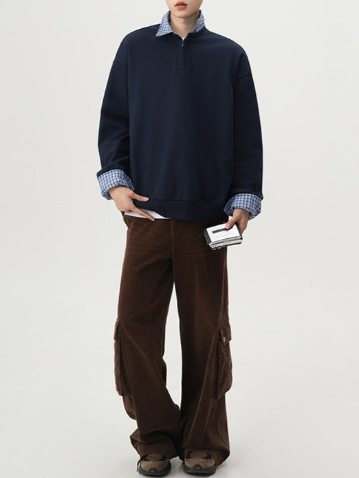 フェイクレイヤード シャツ襟コットンポロ TK0352