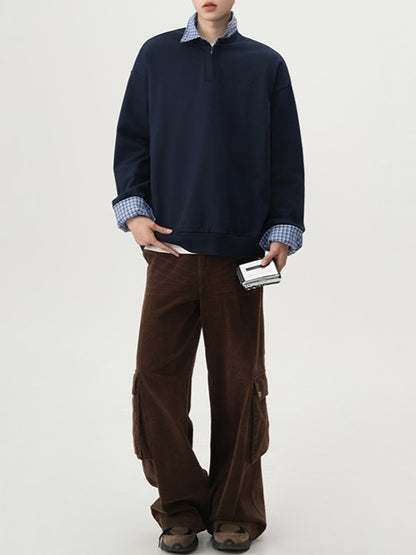 フェイクレイヤード シャツ襟コットンポロ TK0352