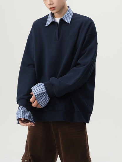 フェイクレイヤード シャツ襟コットンポロ TK0352