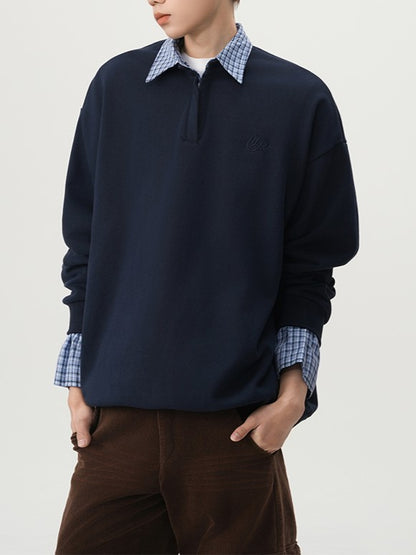 フェイクレイヤード シャツ襟コットンポロ TK0352