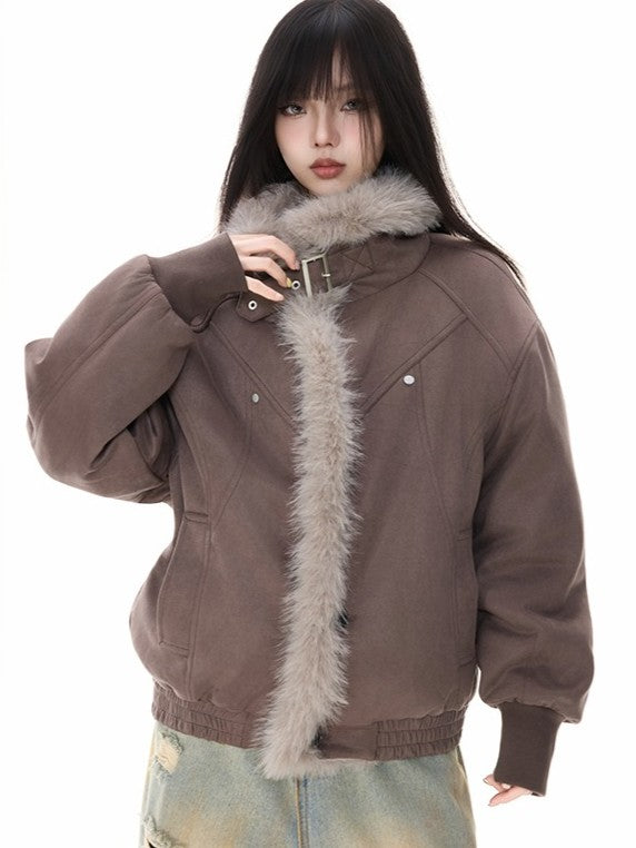 ファー付きスエードショートジャケット TK0353