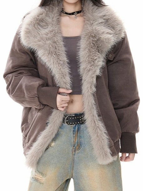 ファー付きスエードショートジャケット TK0353