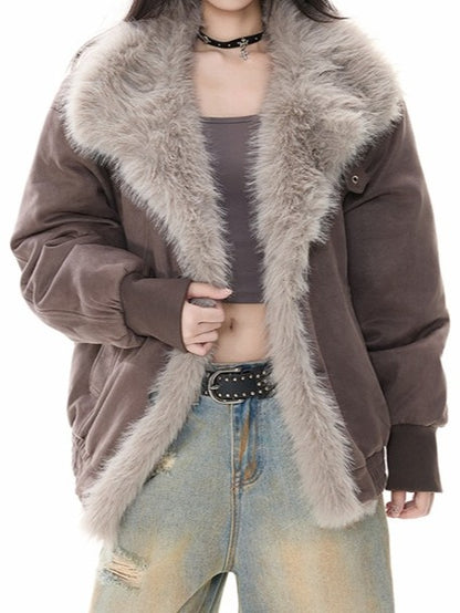 ファー付きスエードショートジャケット TK0353