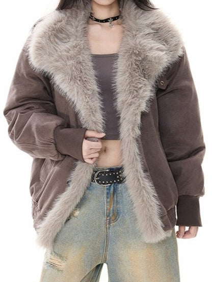 ファー付きスエードショートジャケット TK0353