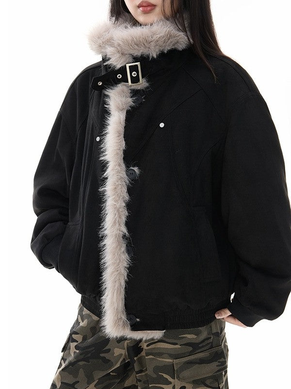 ファー付きスエードショートジャケット TK0353