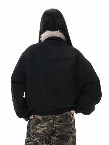 ファー付きスエードショートジャケット TK0353