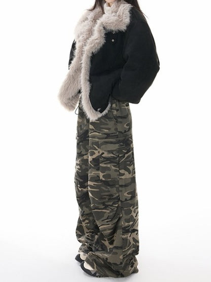 ファー付きスエードショートジャケット TK0353