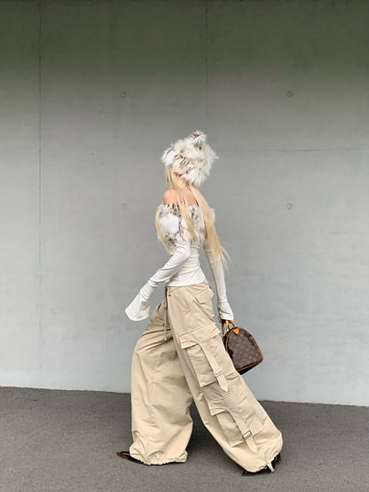 ファーオフショルダートップス TK0355