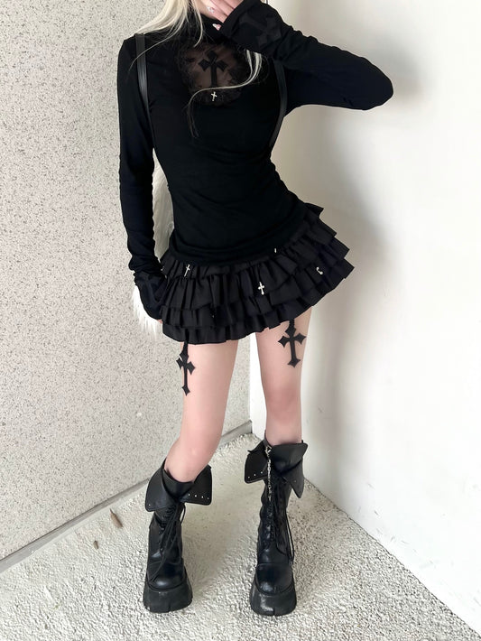 ティアードフリルゴシックスカートミニスカ TK0356