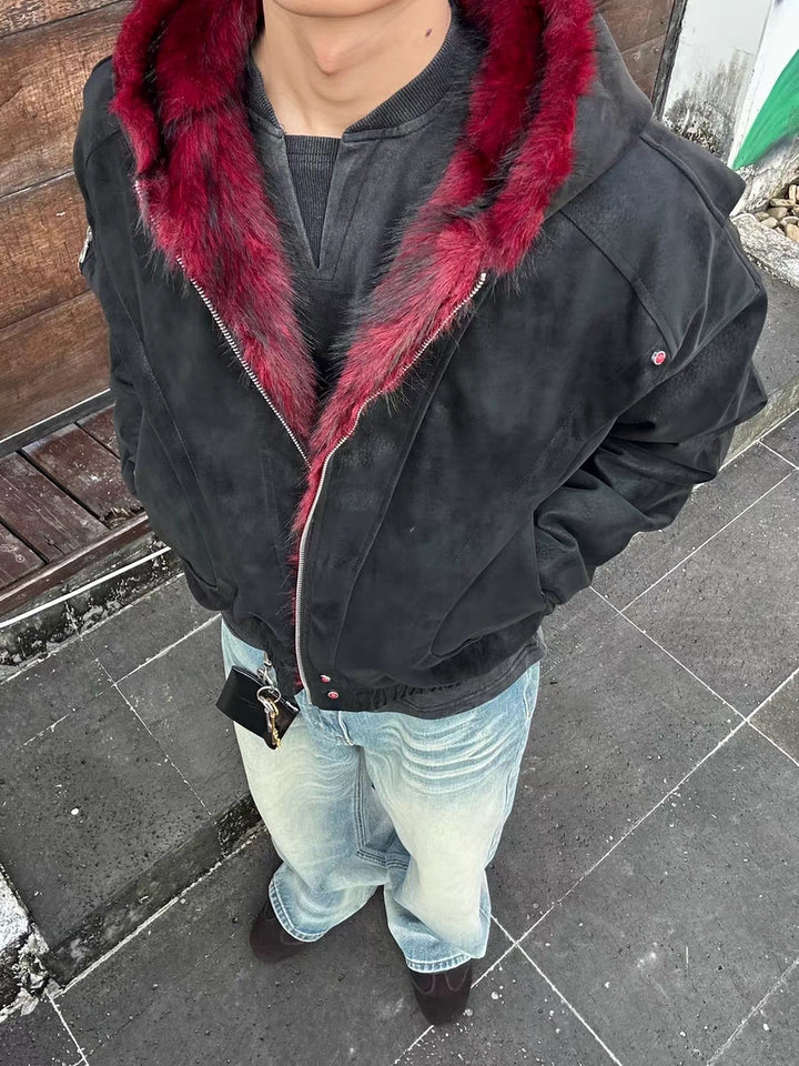 レッドインナー ファーフーディージャケット TK0372