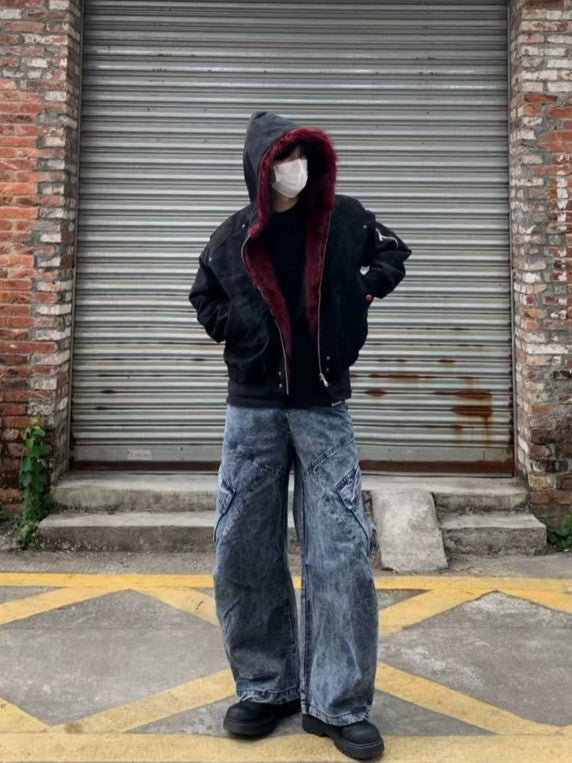 レッドインナー ファーフーディージャケット TK0372