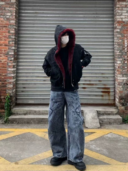 レッドインナー ファーフーディージャケット TK0372