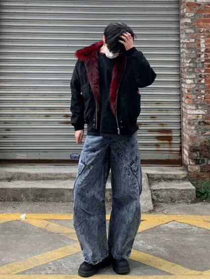 レッドインナー ファーフーディージャケット TK0372