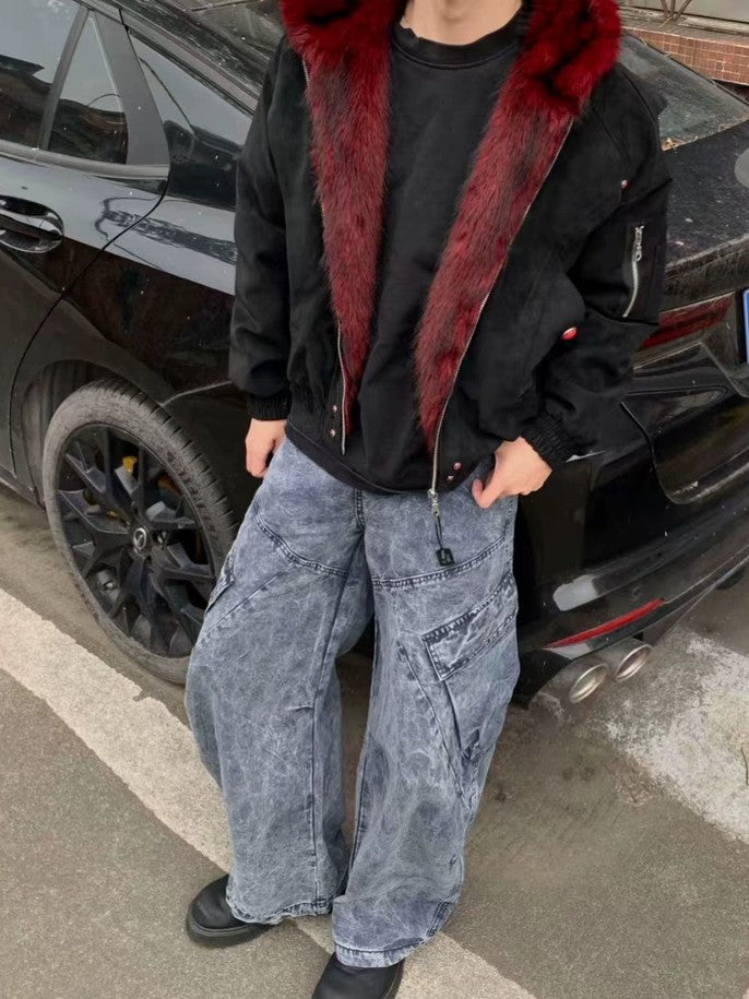 レッドインナー ファーフーディージャケット TK0372