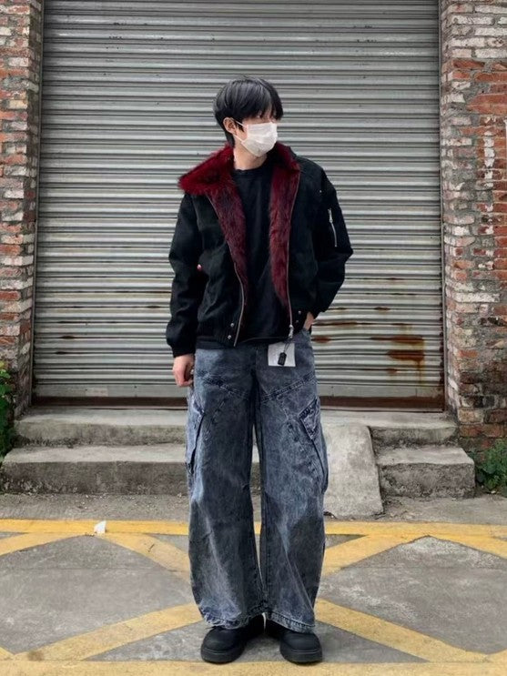 レッドインナー ファーフーディージャケット TK0372