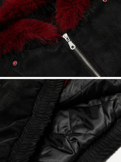 レッドインナー ファーフーディージャケット TK0372