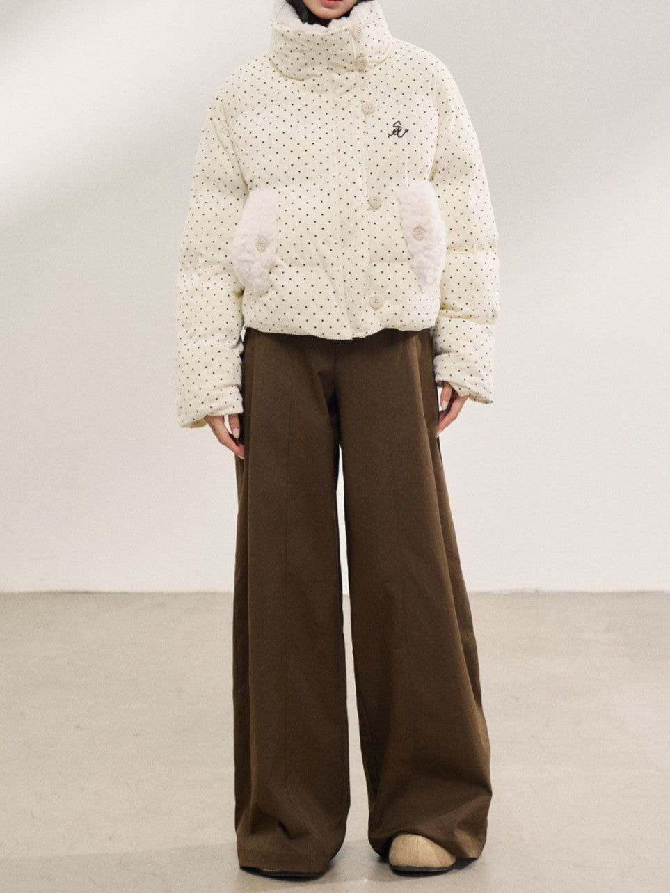 ホワイトドットファージャケット TK0373