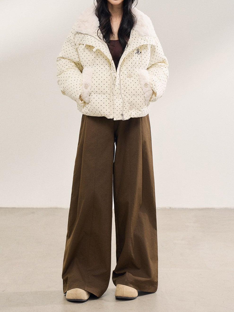 ホワイトドットファージャケット TK0373