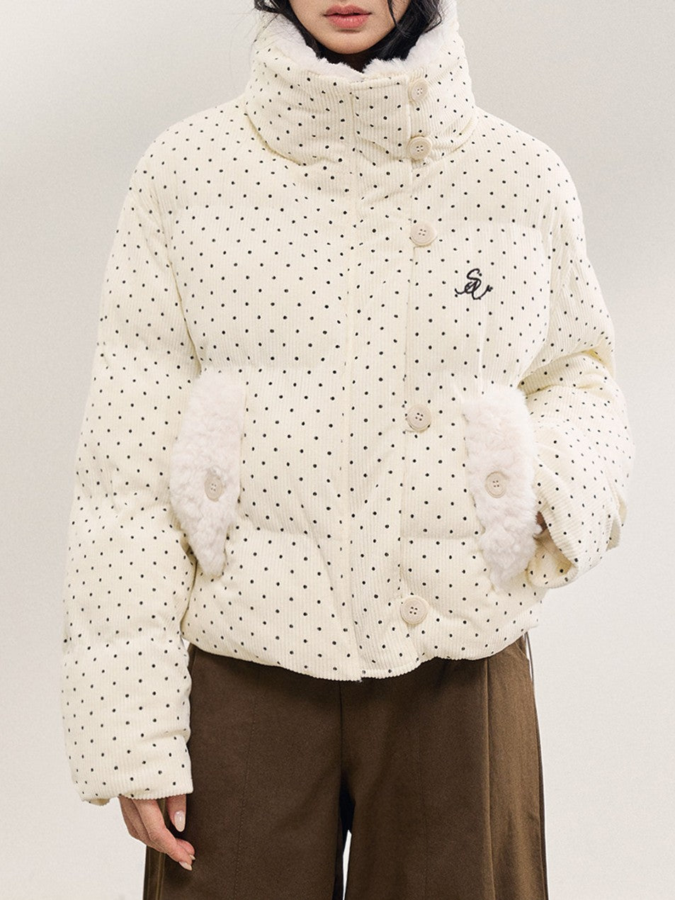 ホワイトドットファージャケット TK0373