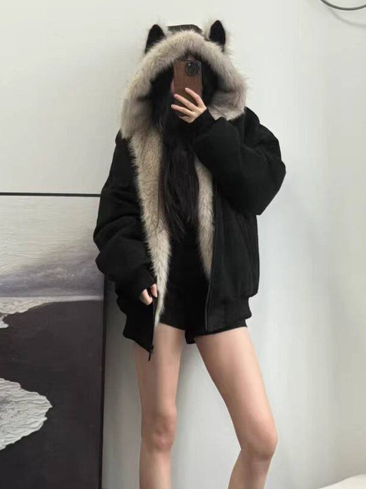 ねこ耳フード付き 中綿ジャケット TK0374