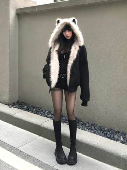 ねこ耳フード付き 中綿ジャケット TK0374