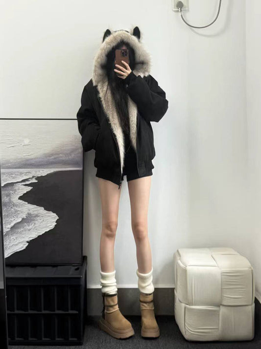 ねこ耳フード付き 中綿ジャケット TK0374