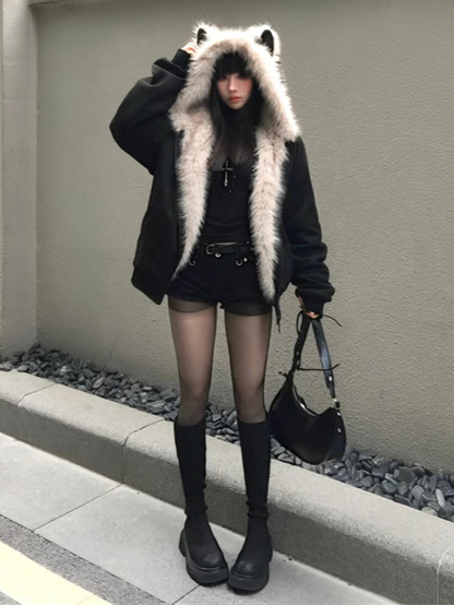 ねこ耳フード付き 中綿ジャケット TK0374