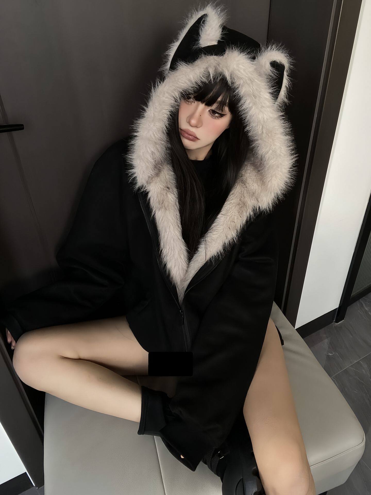 ねこ耳フード付き 中綿ジャケット TK0374