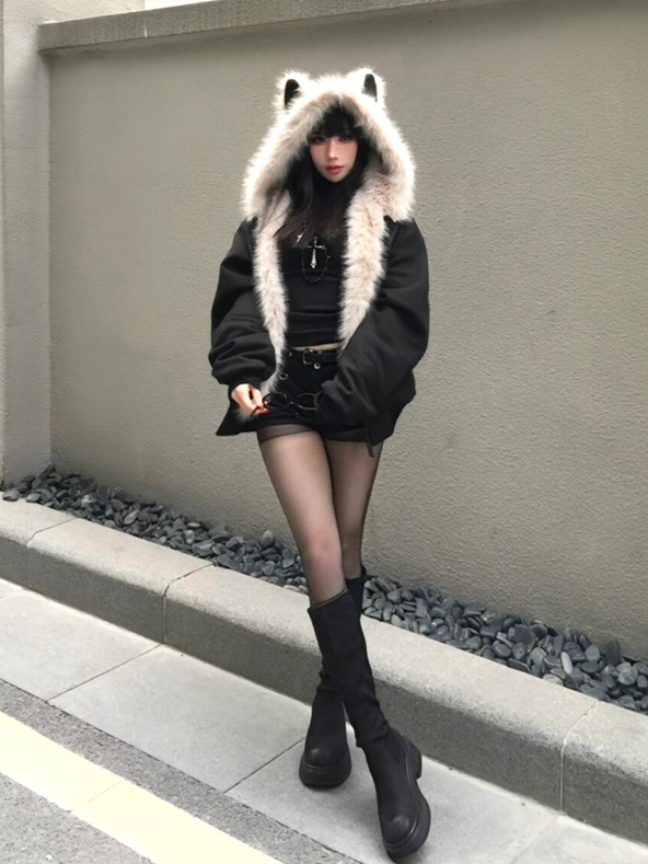 ねこ耳フード付き 中綿ジャケット TK0374