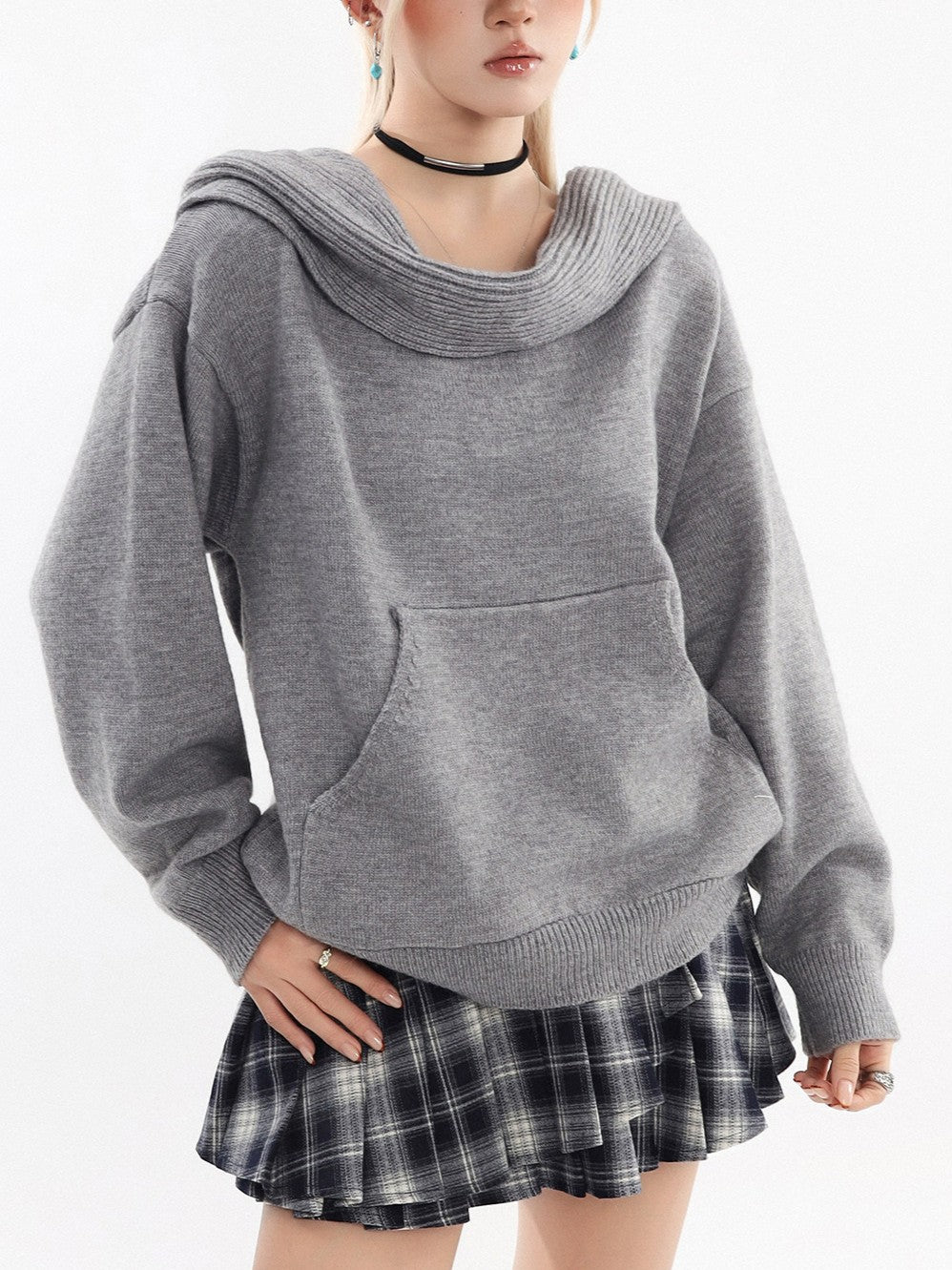 2WAY フード付き オフショルニット TK0375