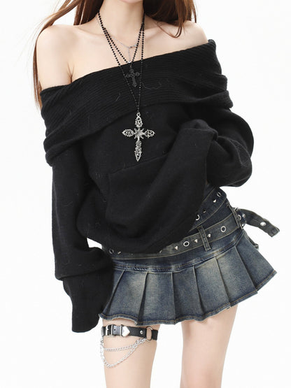 2WAY フード付き オフショルニット TK0375