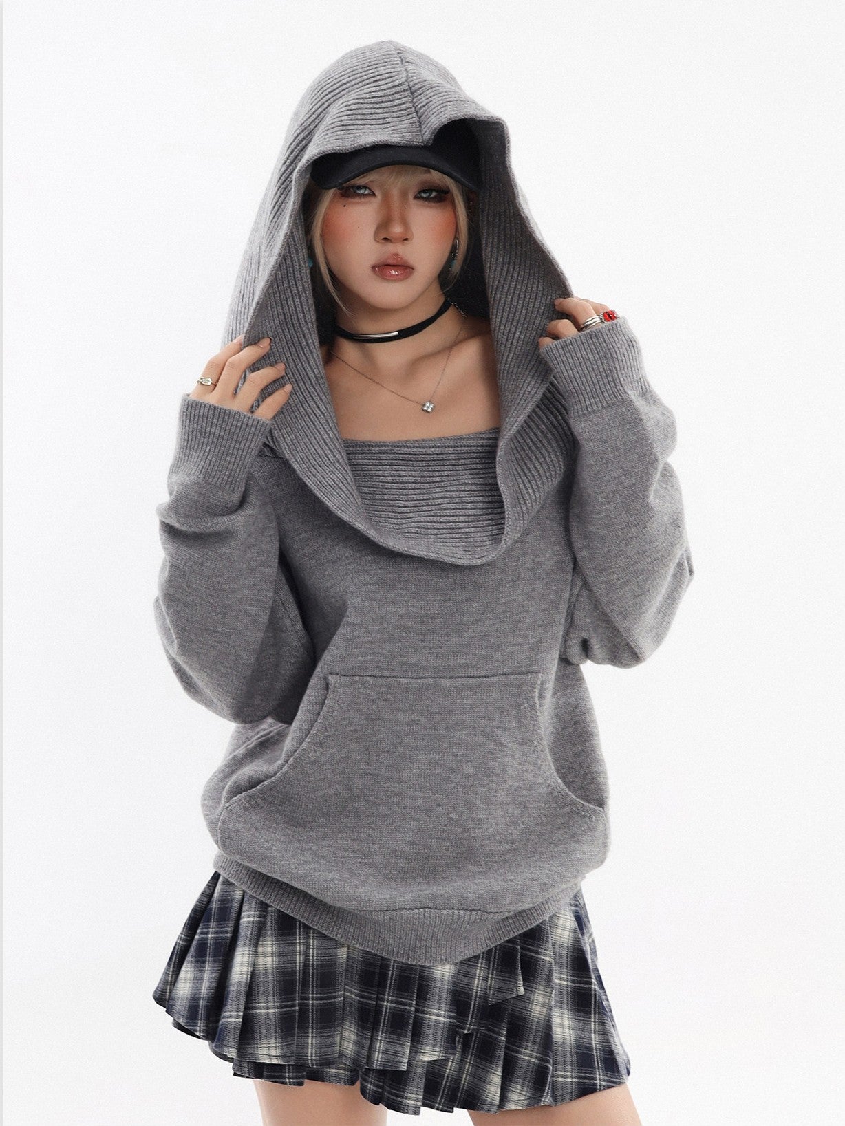 2WAY フード付き オフショルニット TK0375