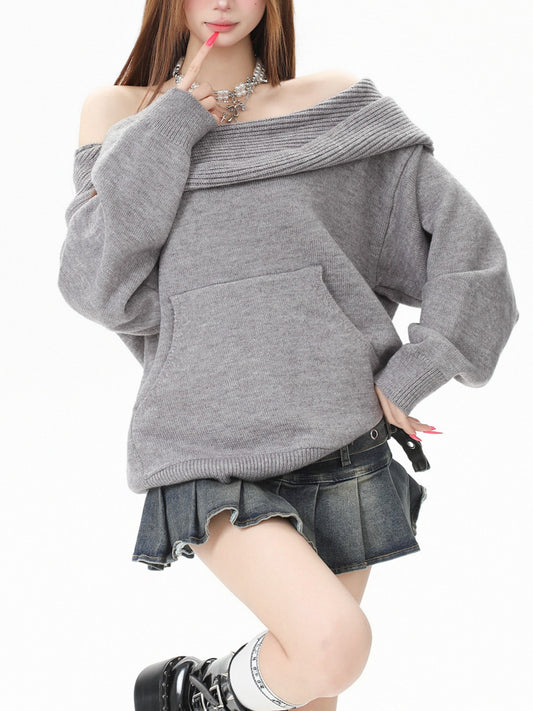 2WAY フード付き オフショルニット TK0375