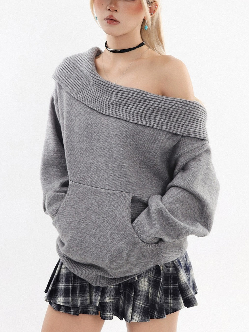 2WAY フード付き オフショルニット TK0375