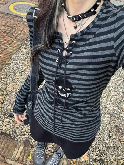 ストライプ柄ロングスリーブTシャツ TK0392