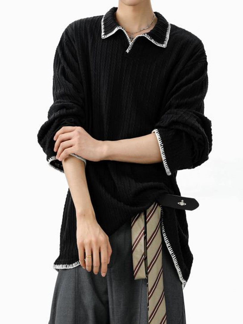 バイカラー 襟付き スウェット TK0394