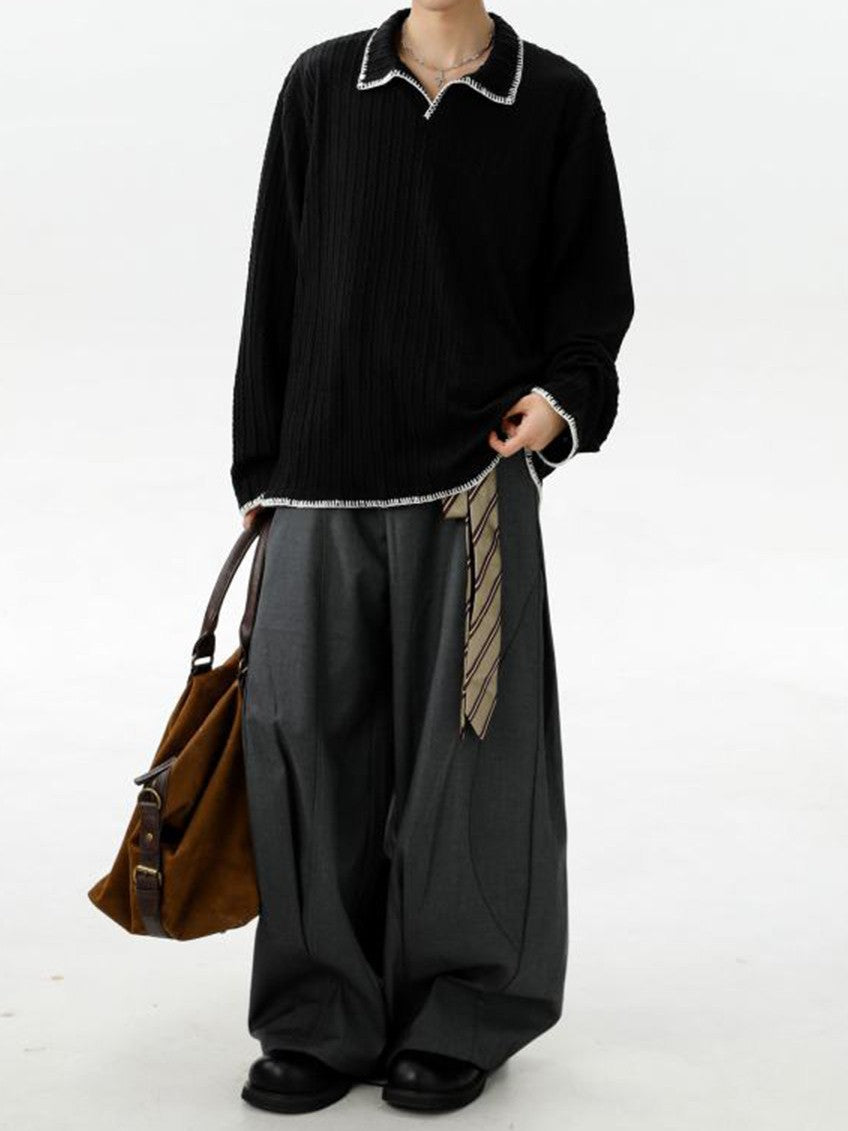 バイカラー 襟付き スウェット TK0394