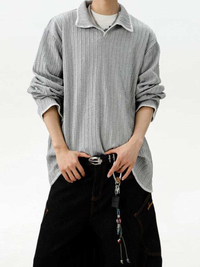 バイカラー 襟付き スウェット TK0394