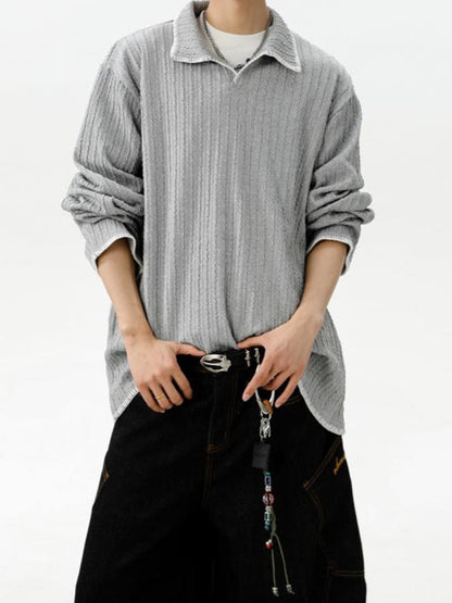 バイカラー 襟付き スウェット TK0394