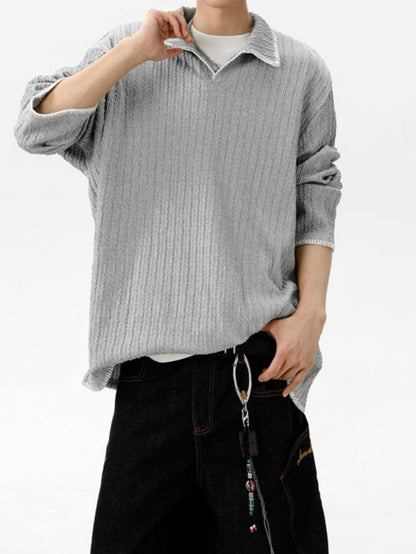 バイカラー 襟付き スウェット TK0394