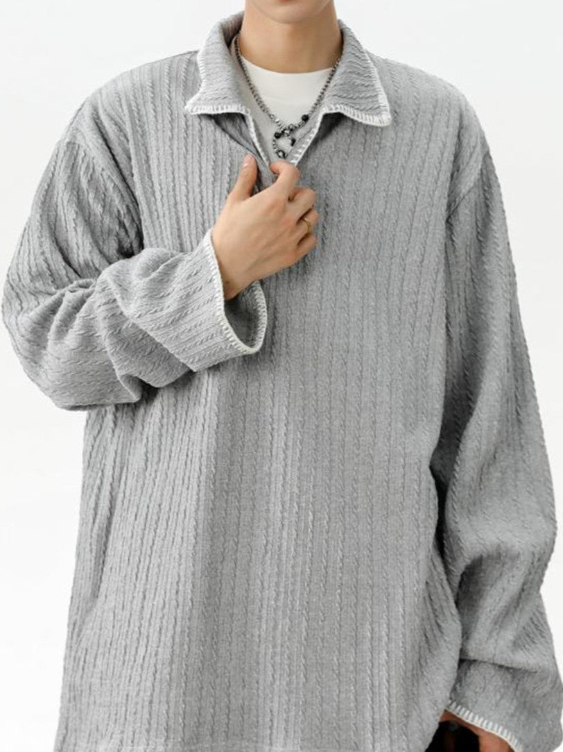 バイカラー 襟付き スウェット TK0394