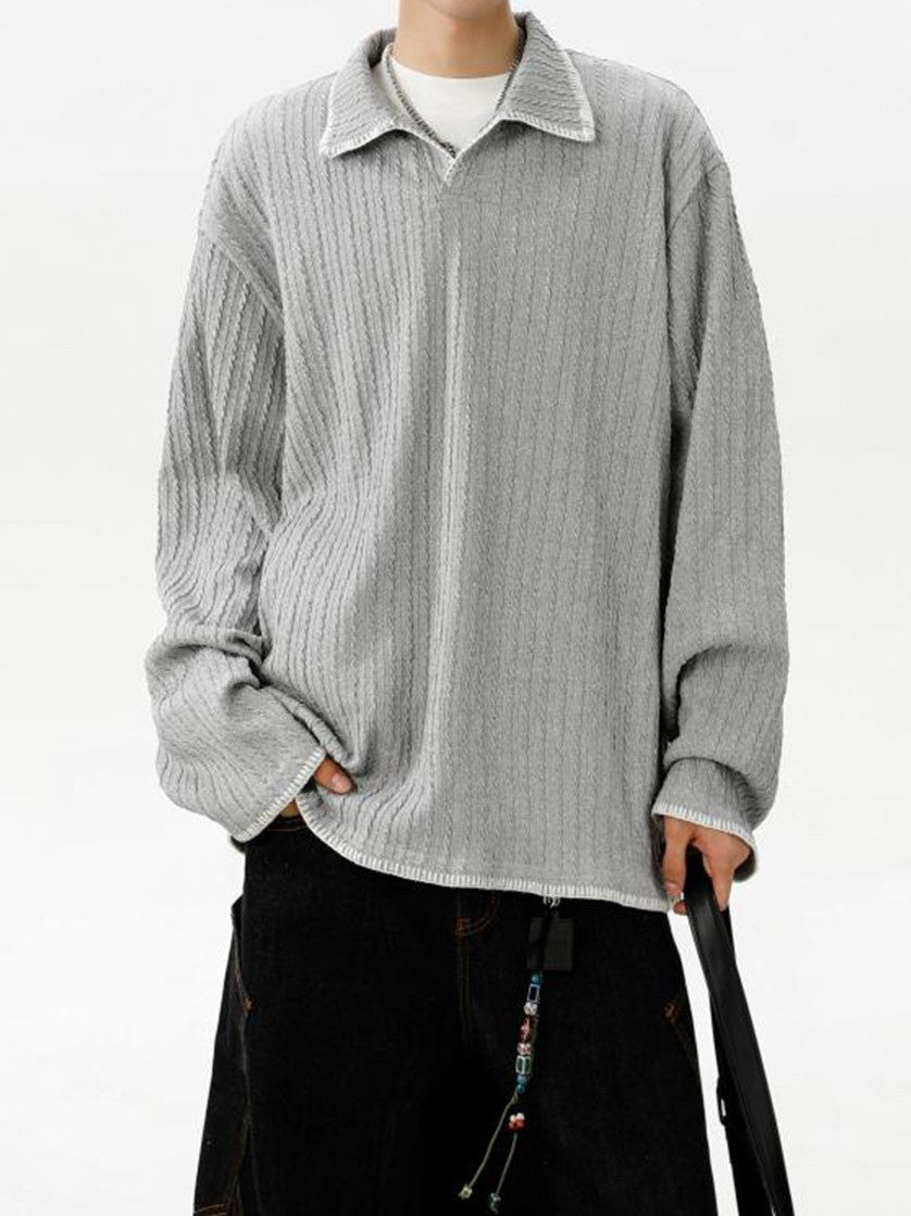 バイカラー 襟付き スウェット TK0394