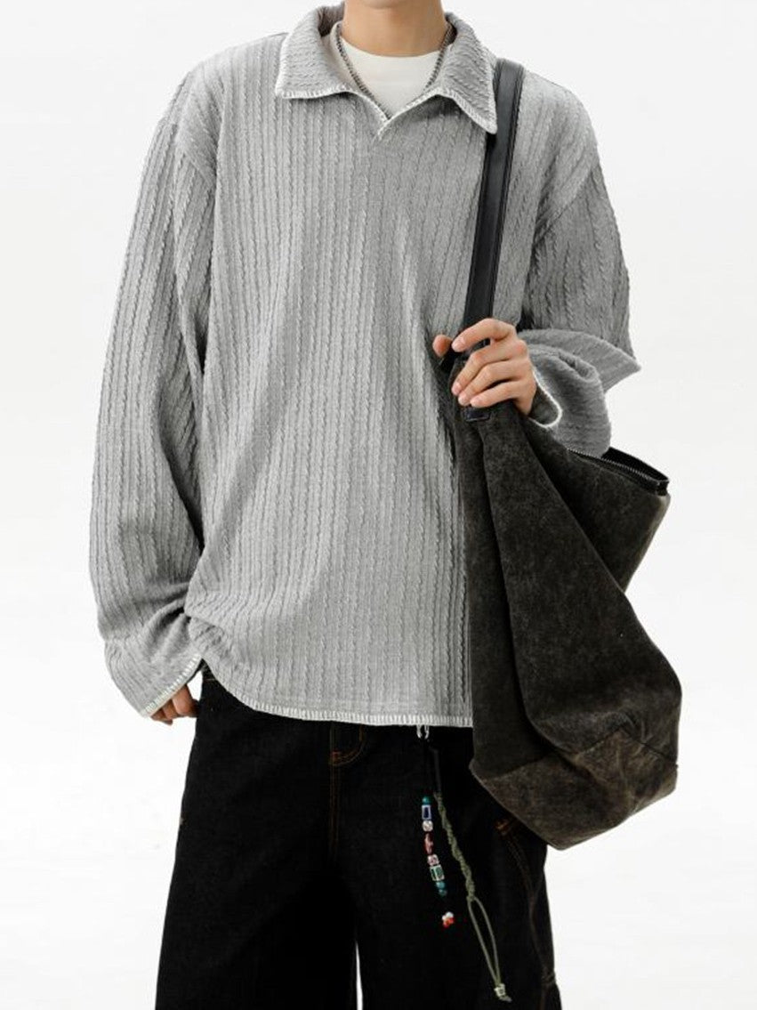 バイカラー 襟付き スウェット TK0394