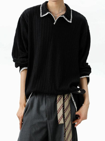 バイカラー 襟付き スウェット TK0394