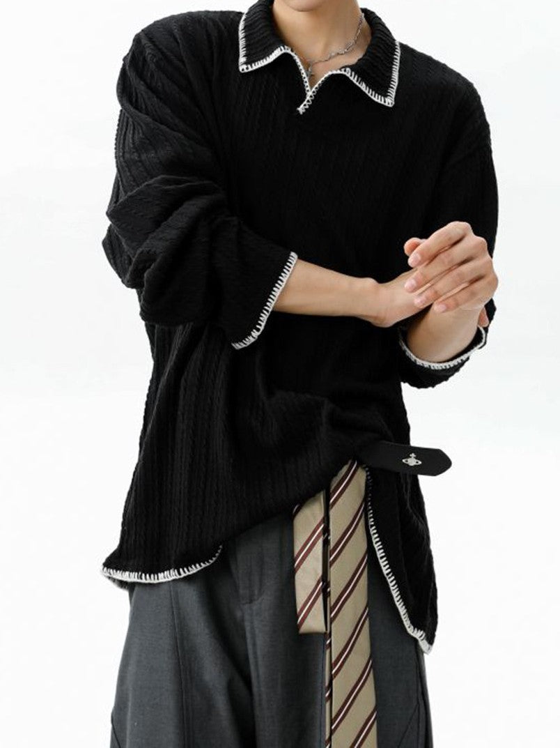 バイカラー 襟付き スウェット TK0394